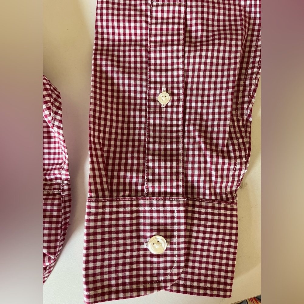 NWT Abercrombie & Fitch Red & White gingham check long sleeve button down Small - Picture 6 of 8